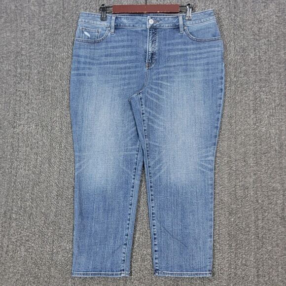 Chicos Jeans 2.5P Womens 14P Blue So Slimming Girlfriend Slim Leg Crop Stretch - Picture 1 of 12